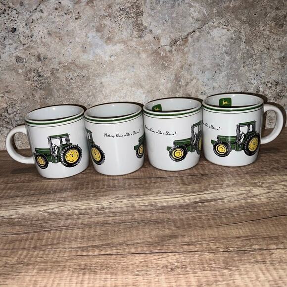 Gibson Other - Vintage Y2K John Deere Coffee Mug Cups Gibson Tractor Farming Barn Lot of 4 2000